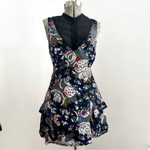 FREE PEOPLE Dress with Lace and Velvet Floral Detail